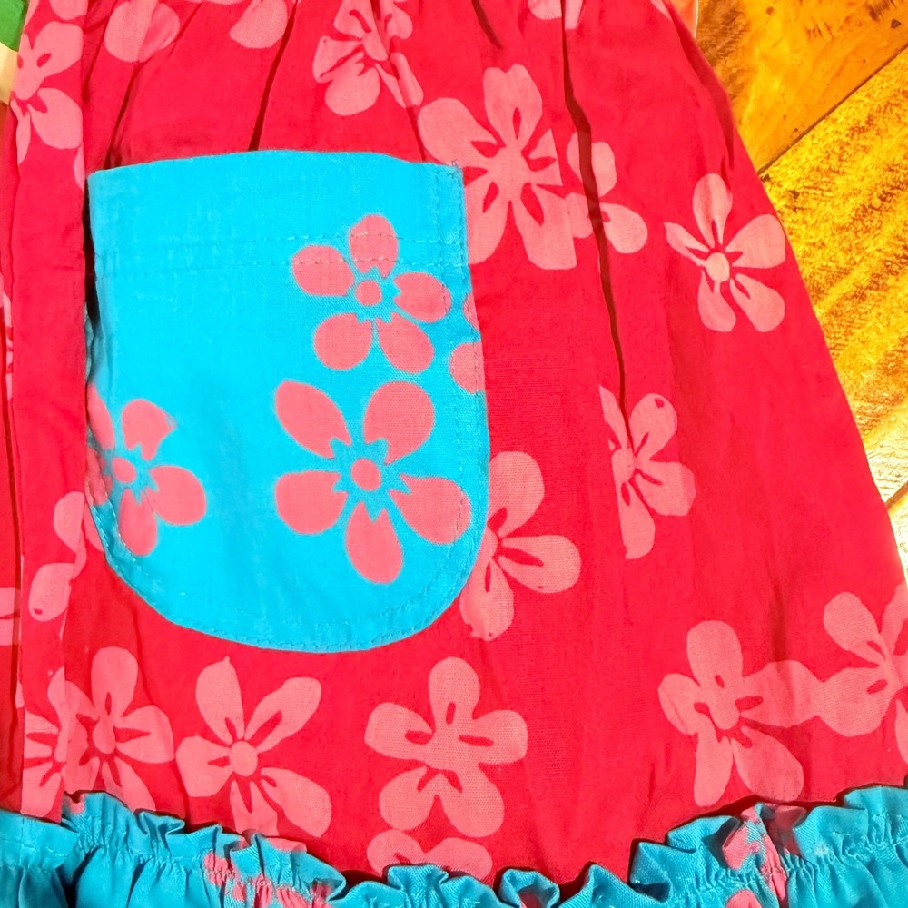 La Petite Plage Girls 1T Patchwork Tropical Floral Cotton Sundress NWT Pockets - Picture 7 of 7